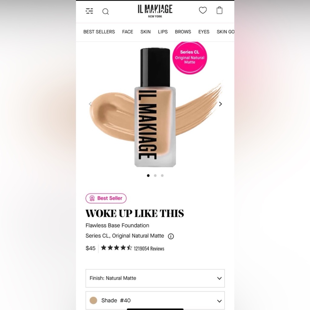 IL MAKIAGE “Woke up like this foundation” in shade: 40